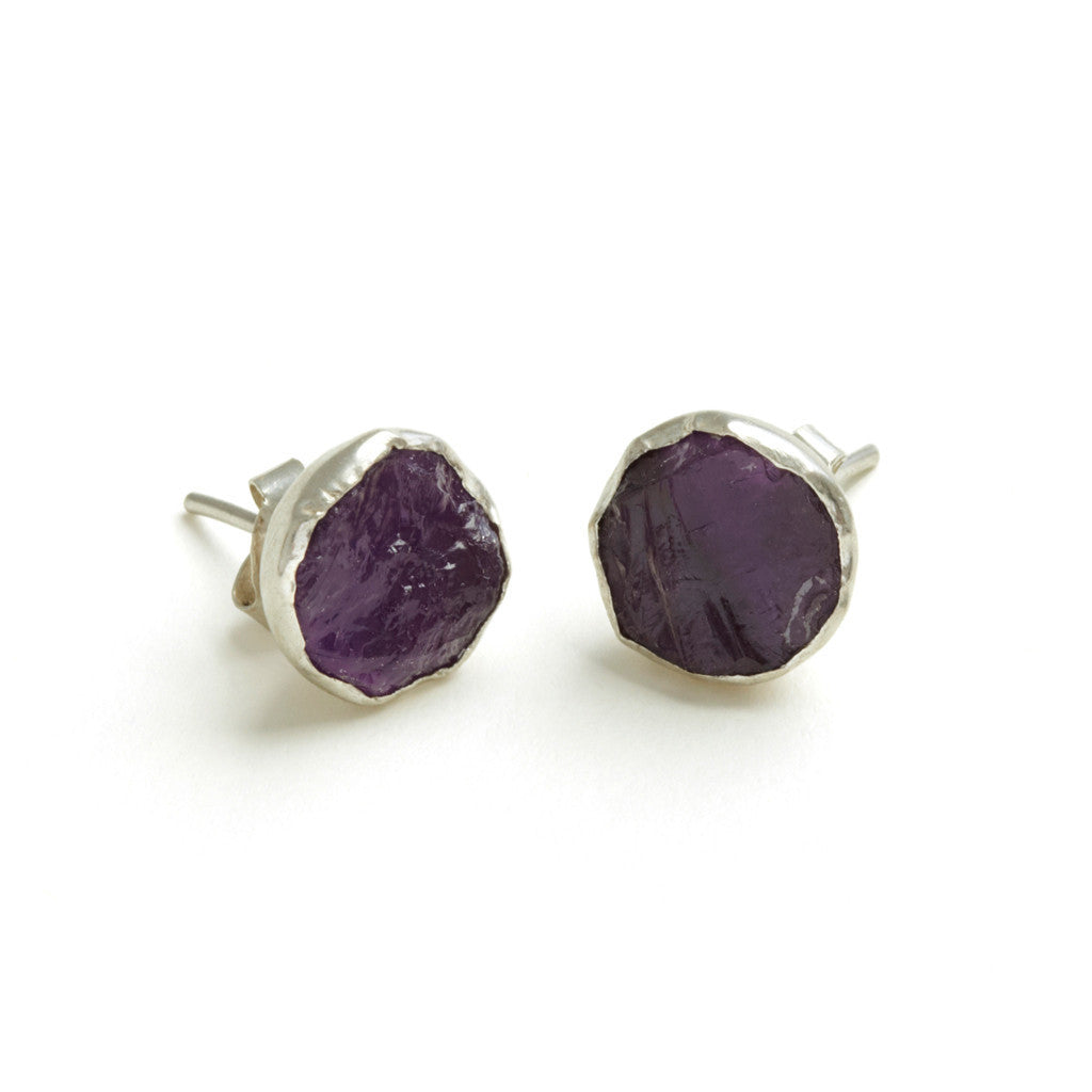 Silver Amethyst Studs - Afghanistan